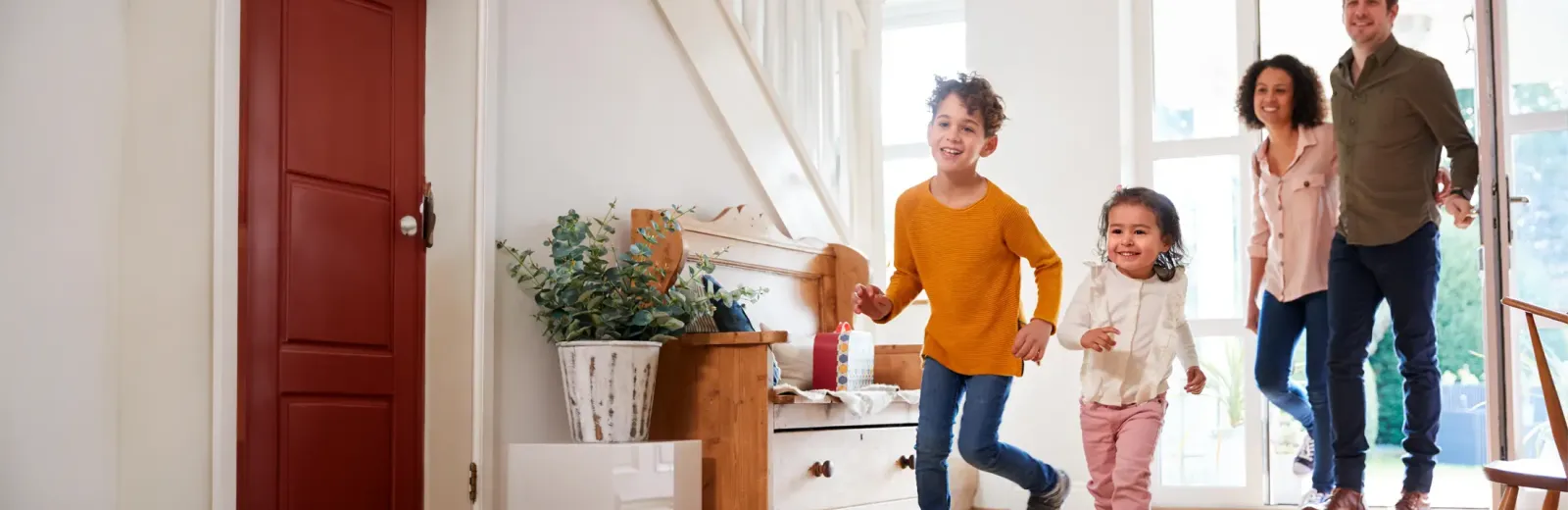 kids running inside home excited to be home